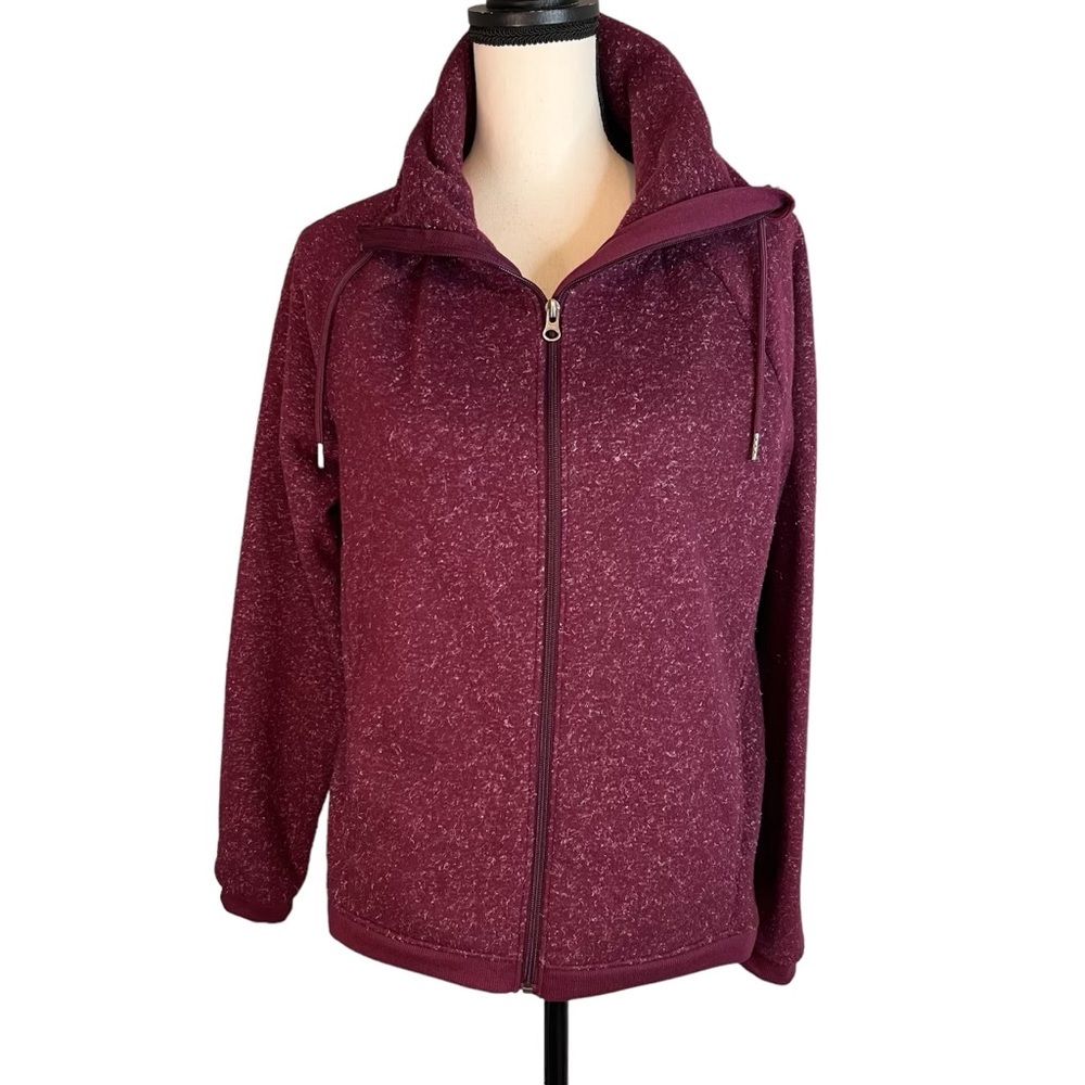 Avia Maroon Purple Fleece Fall Winter Zip Pocket Jacket
